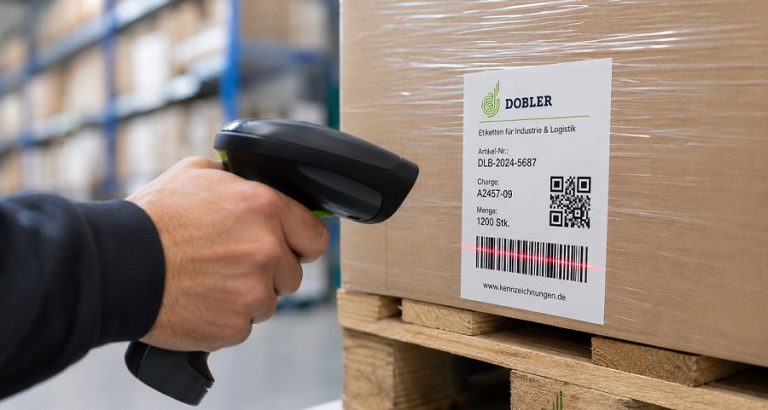 Scan eines Labels auf einer Palette